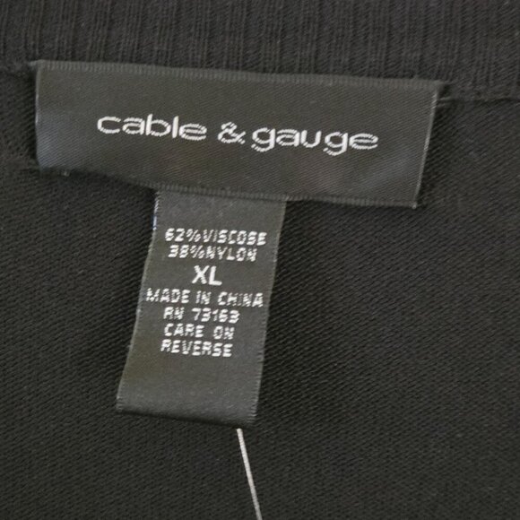Cable & Gauge NWT Black Open Front  3/4  Sleeve Cardigan Sweater Size XL - Picture 4 of 4
